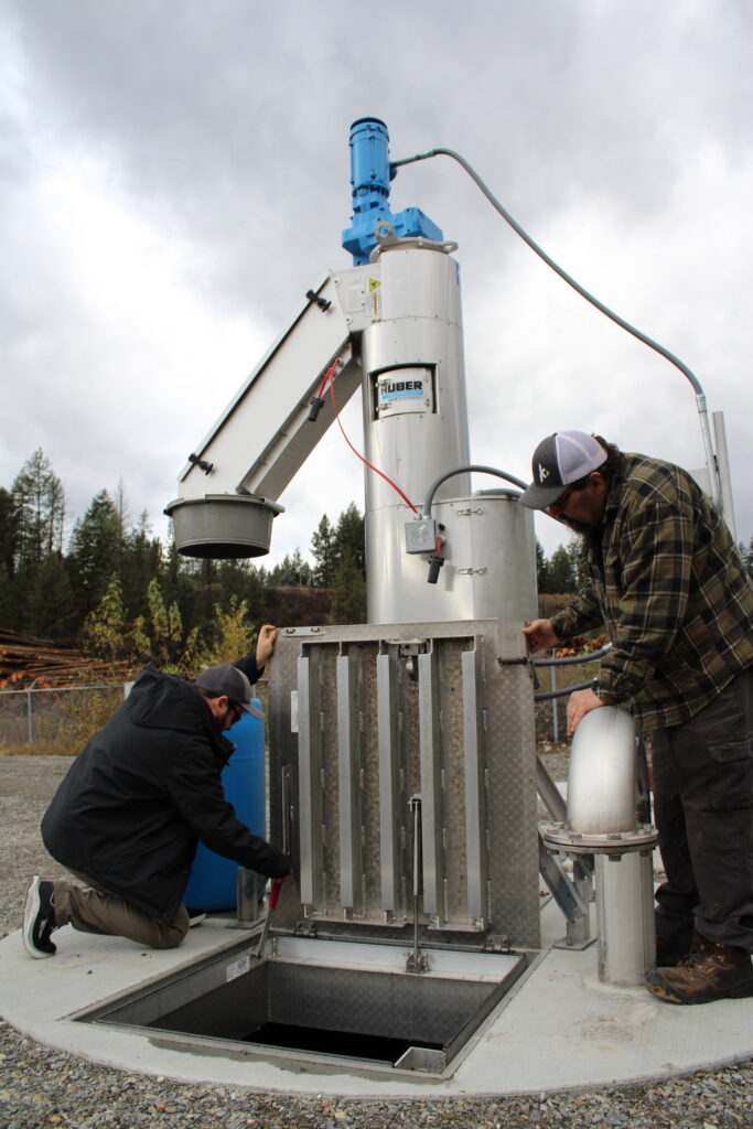 Influent screen and compactor equipment at wastewater treatment plant