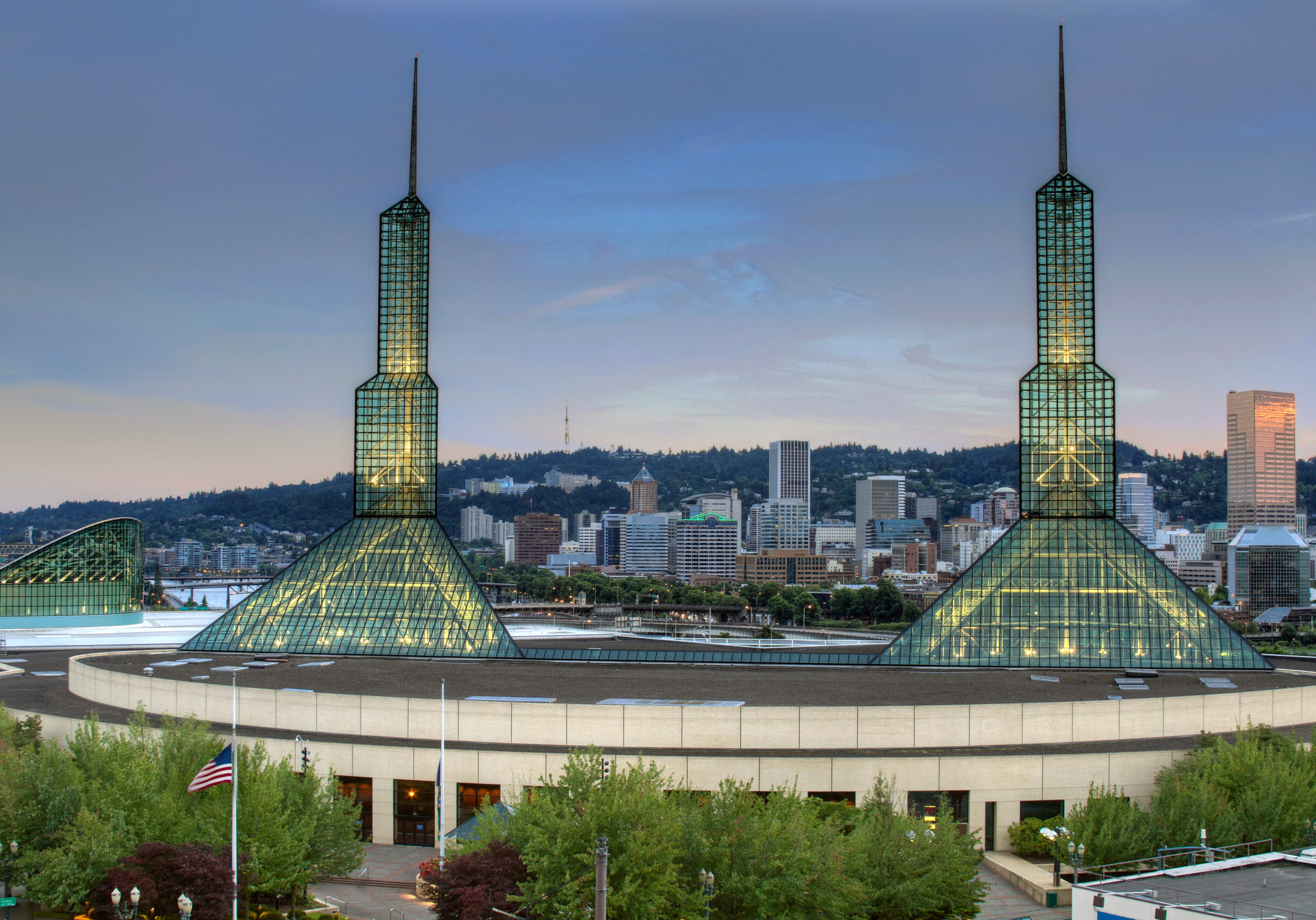 Oregon Convention Center with Portland Downtown Skyline